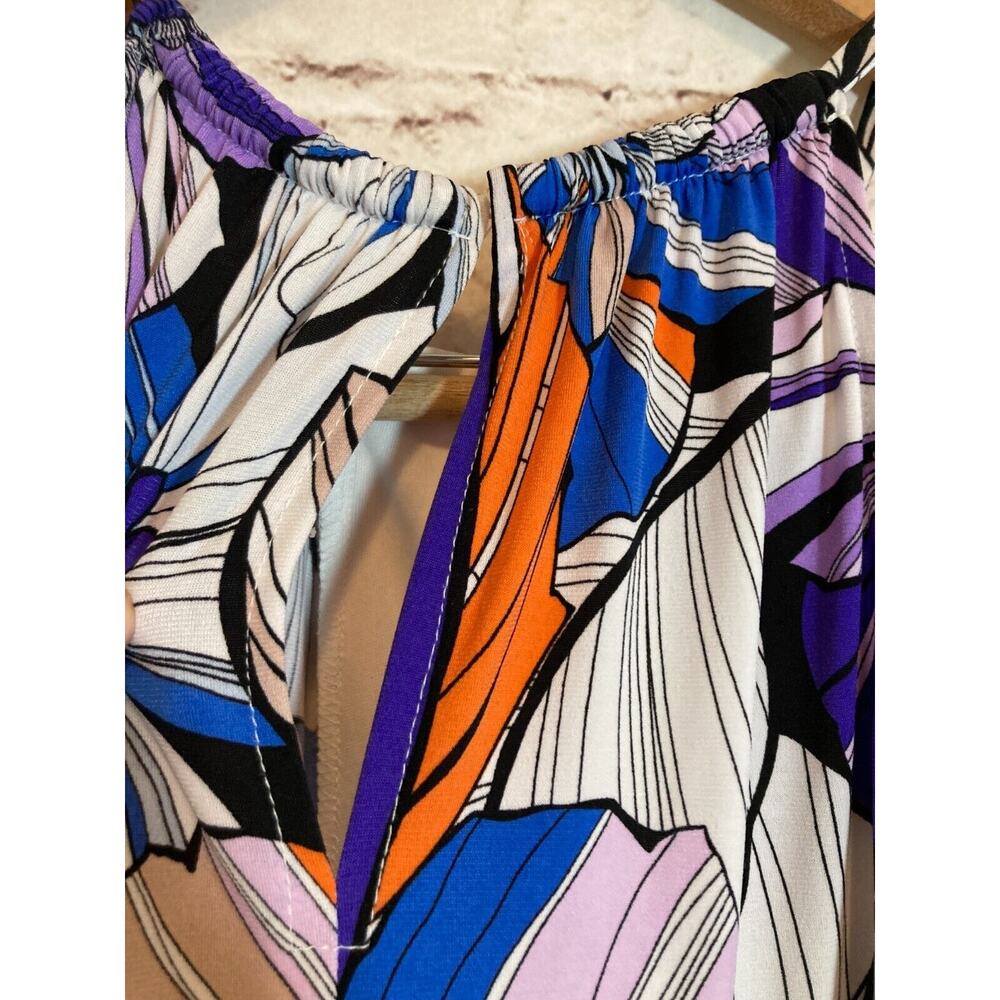 Christopher Banks Dress Womens 8 Midi Asymmetric Hem Floral Halter Stretch Flowy - Picture 13 of 14